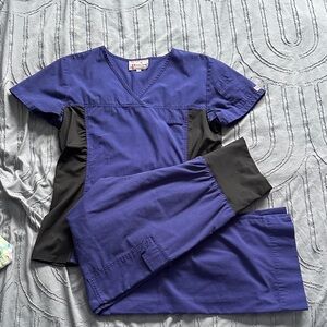 Stylish Purple and Black Scrub Set